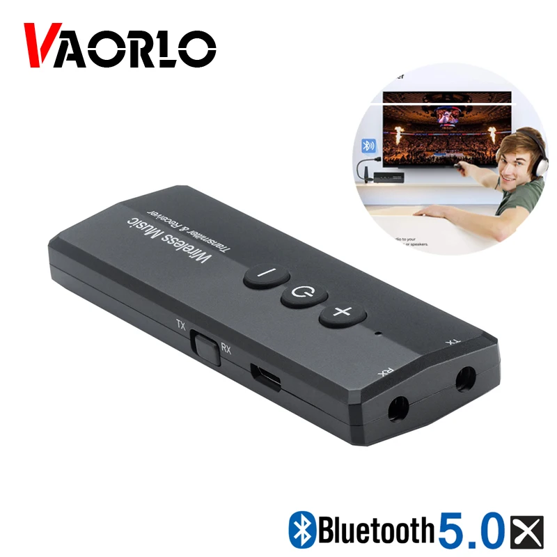 

VAORLO 5.0 Audio Bluetooth Transmitter Audio 3 In 1 3.5MM AUX USB Wireless Bluetooth Adapter Dongle For Home TV PC CAR Headphone