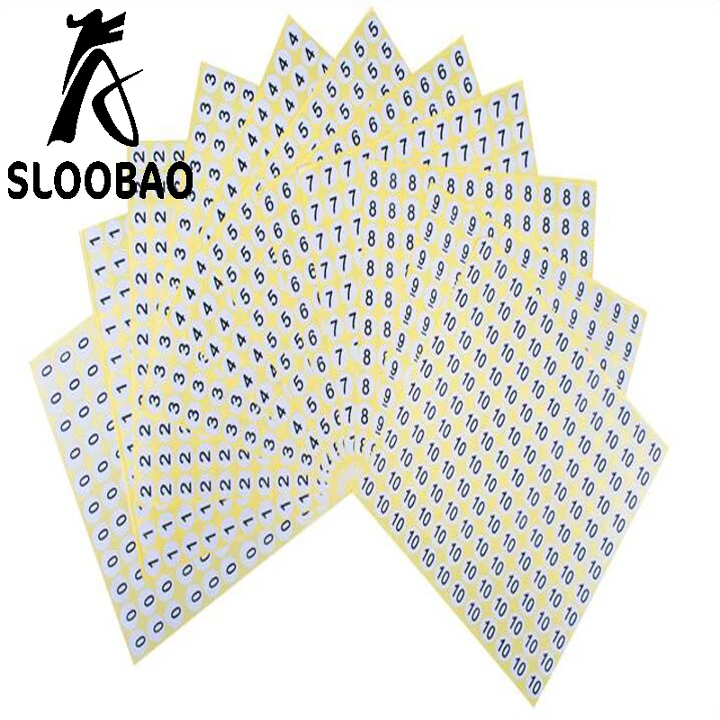 1000pcs for one number(1-60) Stock printed white size label stickers, number tags,Garment size label Round paper size sticker