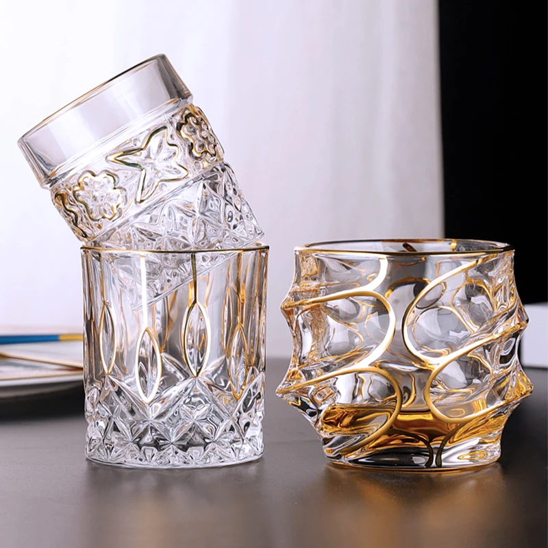 

Ahdiha Glass Gold-rimmed Wine Glass Luxury Whisky Cup Sivas Vodka Cup Classical Bar Drinking Utensils For Party Bar Decoration