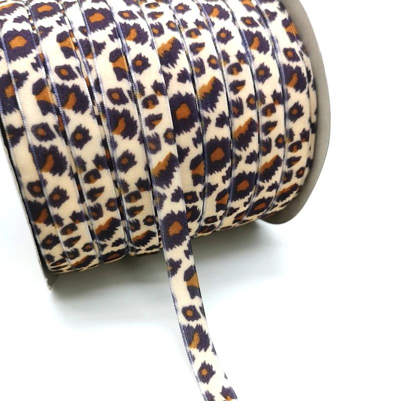 3 yards/lot Leopard Print Velvet Ribbon Wedding Party Decoration Handmade Gift Wrapping Hair Bows DIY Christmas