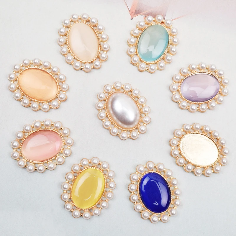 5pcs 23mm Pearl Opal Flatback Cabochon Embellishments For Jewelry Making DIY Hair Accessories Handmade Crafts Material Supplies