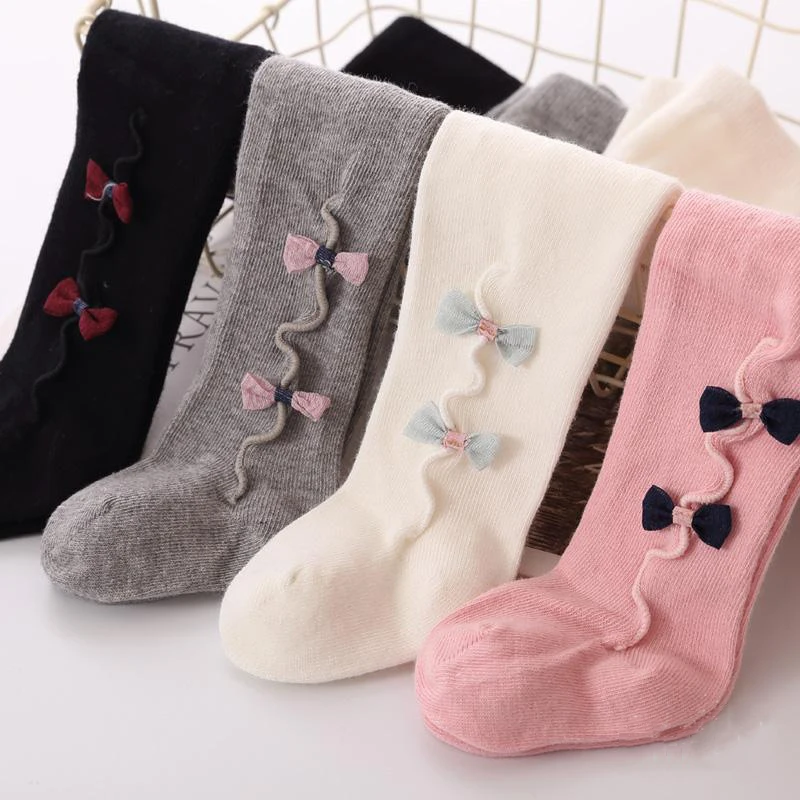 

Princess Newborn Kid Baby Girls Stockings Warm Knit Toddler Kids Pure Cotton Winter Bow-knot Tights Baby Legwear 0 -3Y