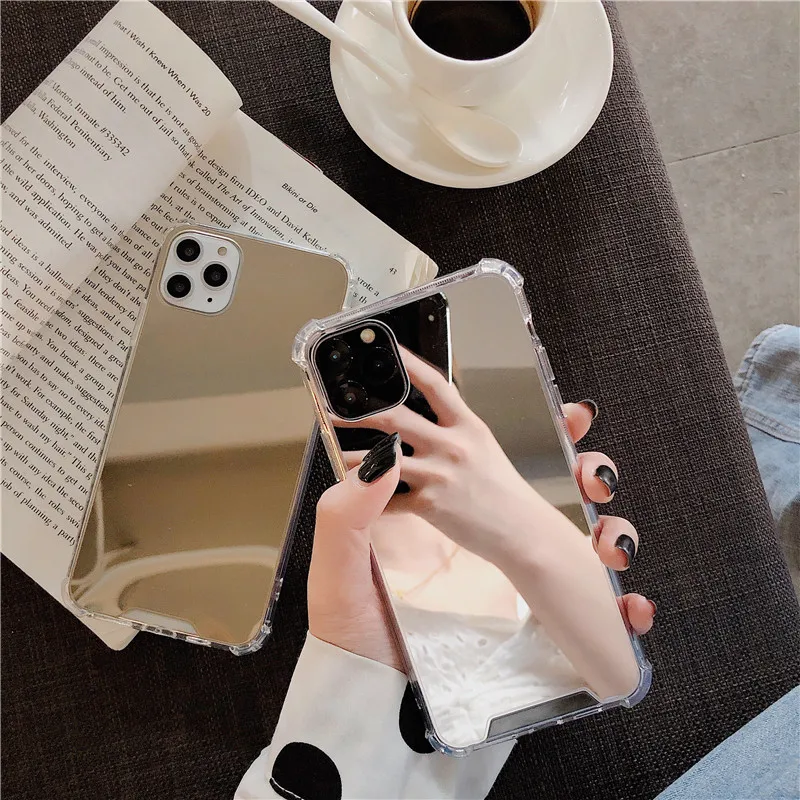 Simple Makeup Mirror Solid Color Female Hard Case For Iphone 14 13 11 12 Pro Max Mini 7 8 Plus Xr X Xs Max Se Phone Cover Fundas