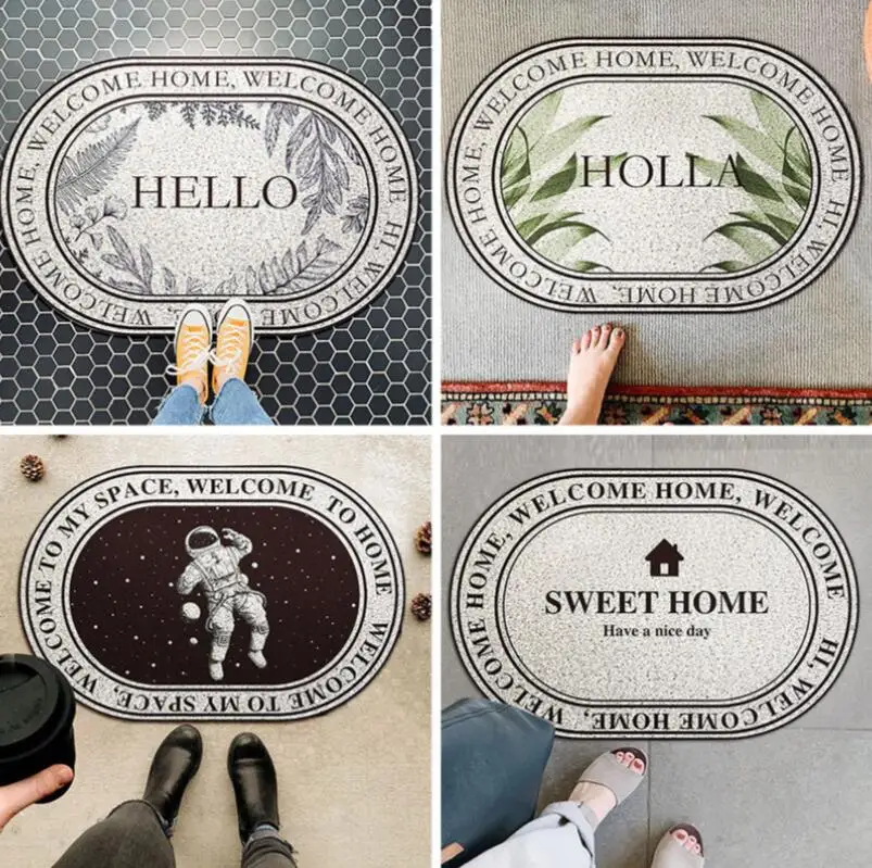 Nordic British Door Mats Anti-slip PVC Silk Loop Door Mat Silk Ring Entrance Carpets Non-slip Waterproof Rug Kitchen Mat Custom