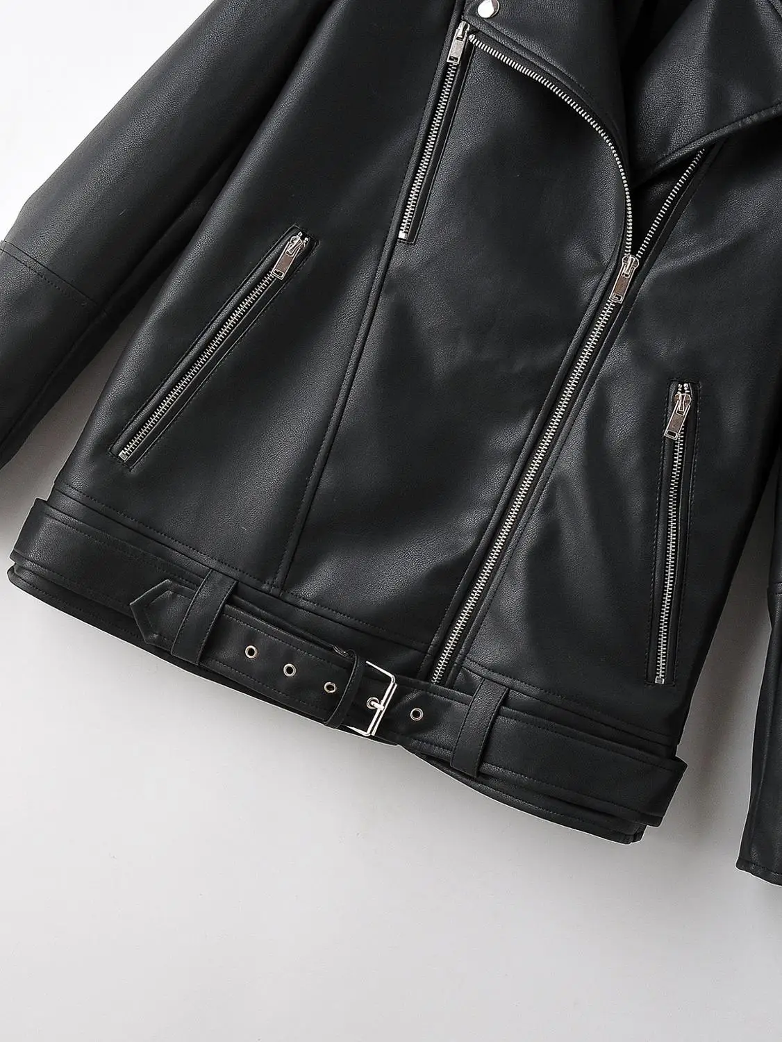 2021 Brand New autunno donna giacca in ecopelle Casual allentato morbido Pu moto Punk cappotto in pelle cerniera femminile rivetto capispalla