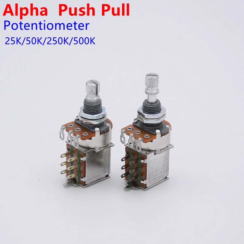 1 Piece Alpha  Push Pull  Potentiometer(POT)  For LP ST Electric Guitar Bass  25K/B50K/250K/500K Guitar Accessories