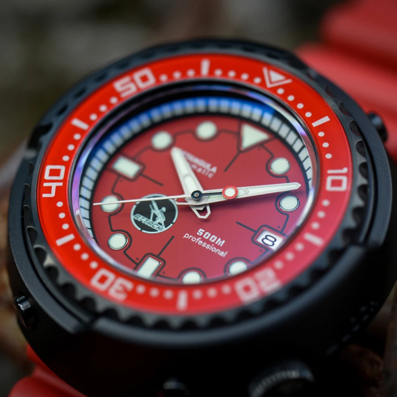 RDUNAE R1ZK-II Red Titanium Alloy Sapphire Diving Luminous Automatic Mechanical Watch 500m