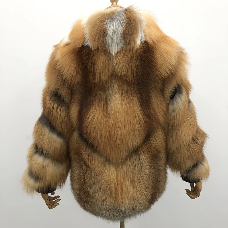 Fox Fur Jacket Women High Waist Luxury Red Fox Thick Warm  Winter Fur Coat 2020 New MJF-FC-45