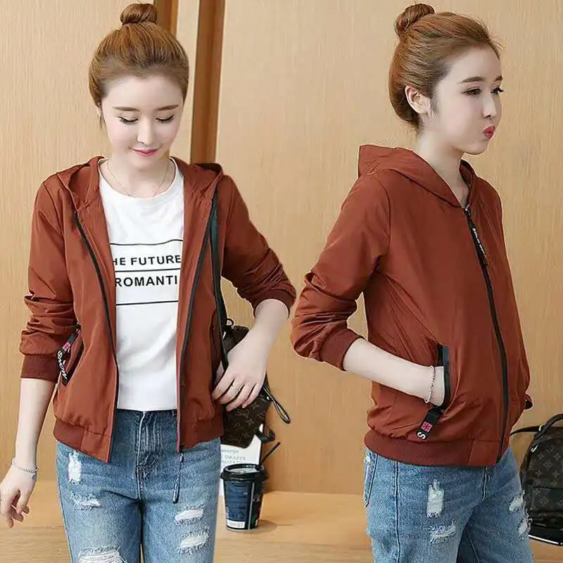 2024 New Autumn Women Jacket Coat Long Sleeve Casual Hooded Jackets Windbreaker Female Pocket Zipper Jacket Loose Outwear P930