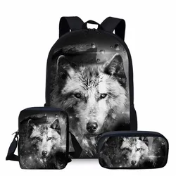 Sac à dos d'écolier pour enfant, imprimé Animal loup, Cool, en 3D, pour garçons et filles