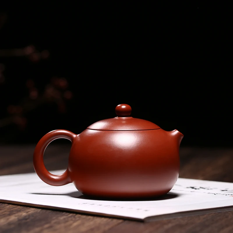 |Genuine Yixing purple clay teapot, pure handmade, household teapot, tea set, Dahongpao, carved Xishi teapot