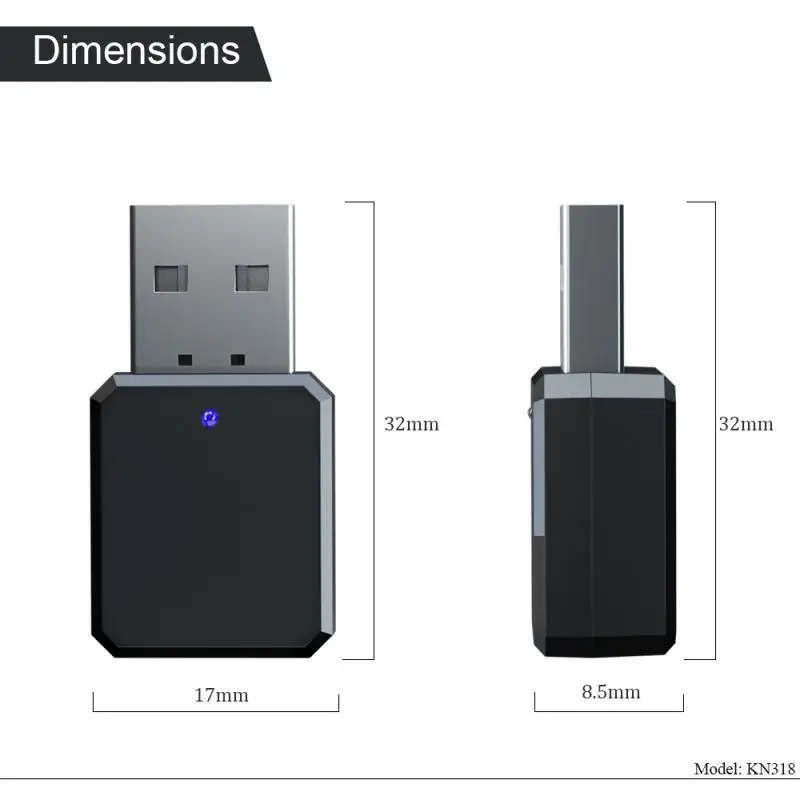 Receptor de Audio con Bluetooth 5,1, salida Dual, AUX, USB, estéreo, manos libres, llamadas, micrófono incorporado, adaptador inalámbrico para TV y coche