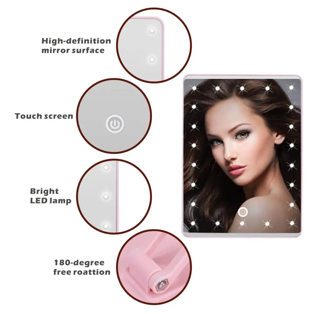 16 LEDs Mirror Makeup Mirror with Light Vanity Mirrors Rotating Cosmetic Miroir Grossissant 10X Magnifying Mirrors Light