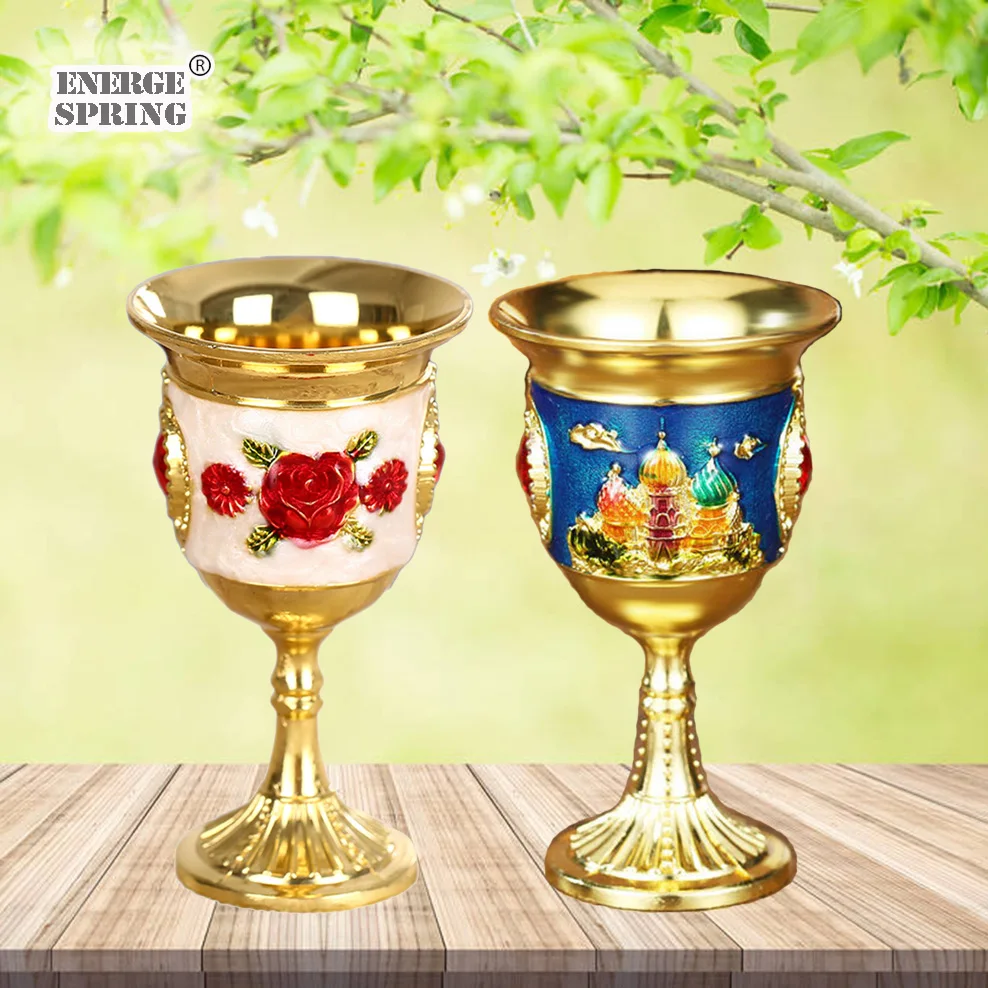 2PCS  ENERGE SPRING Vintage Goblet European Metal Carved Flower Wine Glass Home Decoration 25ML Liquor Glass Small Wine Cup