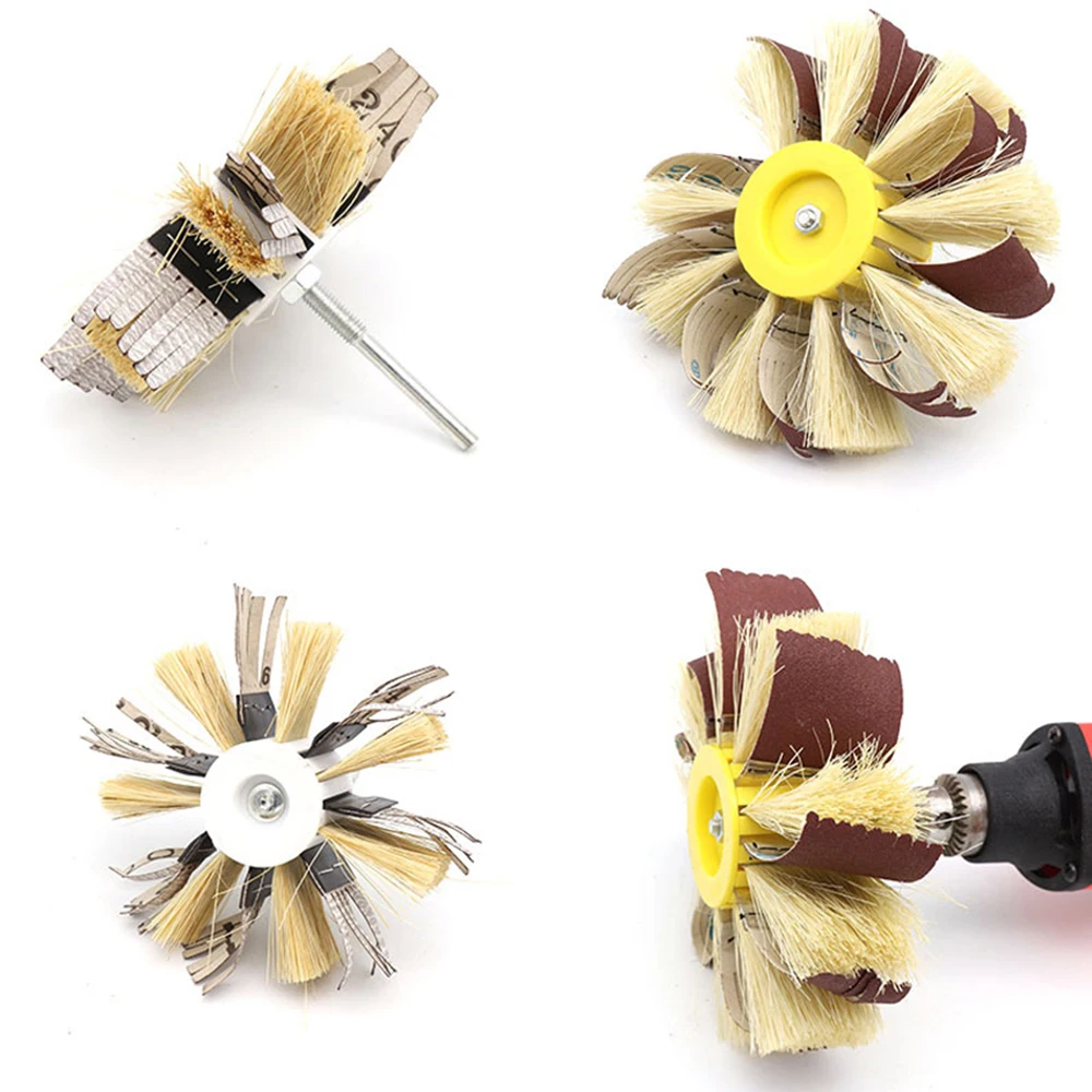 1PCS Sisal & Sandpaper Sanding Flap Wheel Polishing 1/4'' Shank for Drill Rust Paint