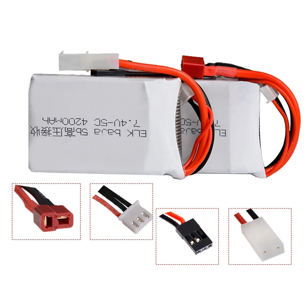 Batterie LiPo 7.4V 4200mAh 5C 2S pour modèle de voiture ELK-RACING Baja Rc, haute tension, puissance de réception 5t 5sc