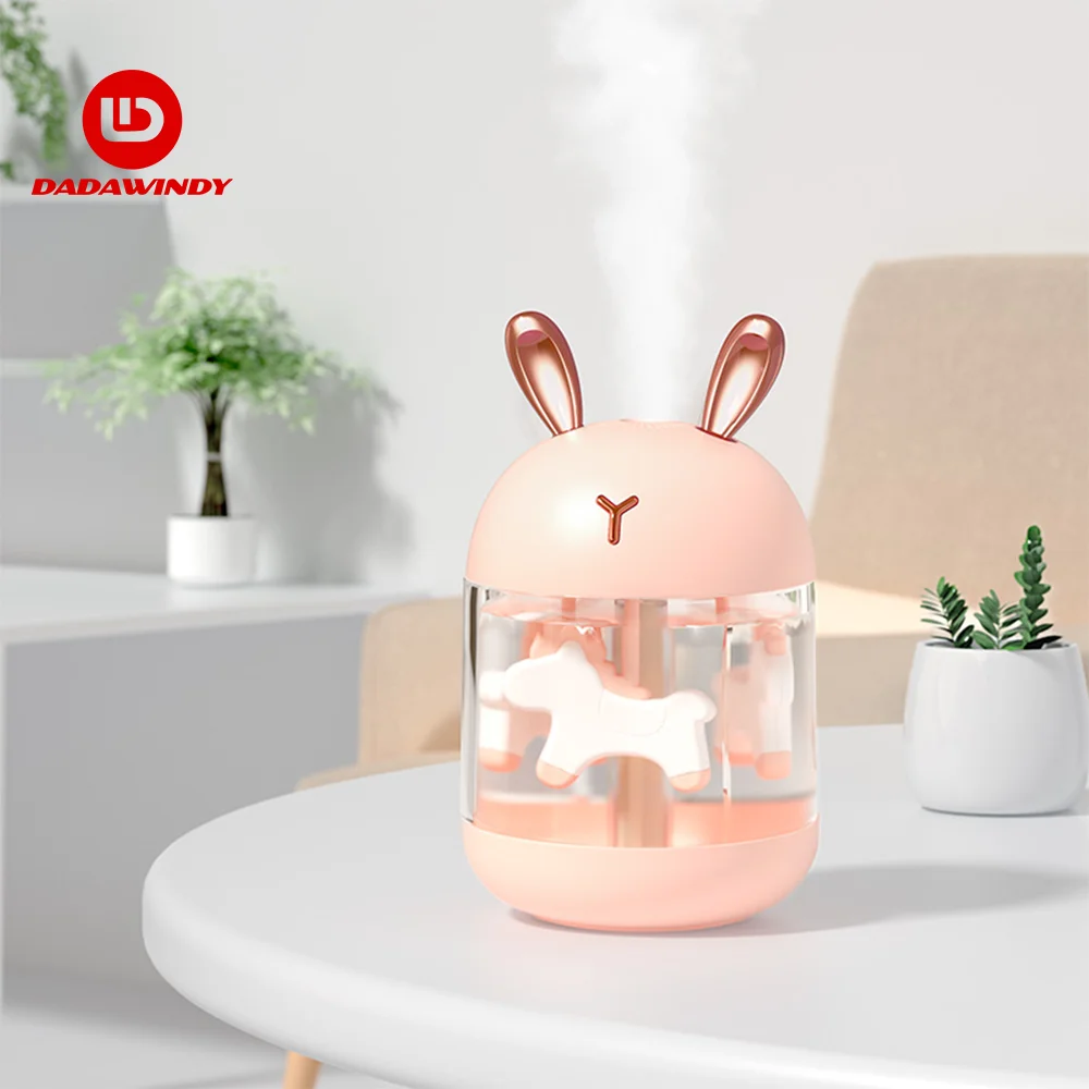 

300ML Humidifier USB Aroma Diffuser Trojan Horse Humidificador LED Night Lights Home Air Purifier Mini Cute Rabbit Mist Maker