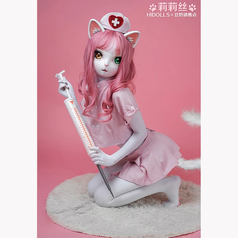 (HD04) Lilith Female Cute Kitty Cat Mask Girl Resin Full Head Cosplay Japanese Role BJD Kigurumi Mask Crossdresser Doll Mask