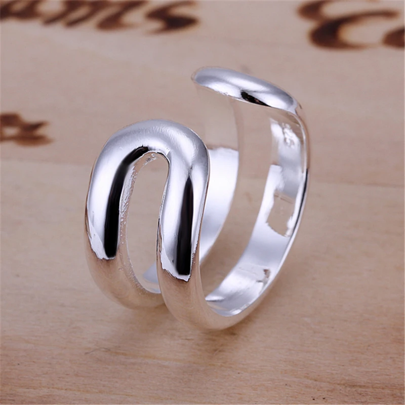 DOTEFFIL 925 Sterling Silver Double Line Rings Female Couple Rings for Woman Man Jewelry Elegant Retro Party Gift