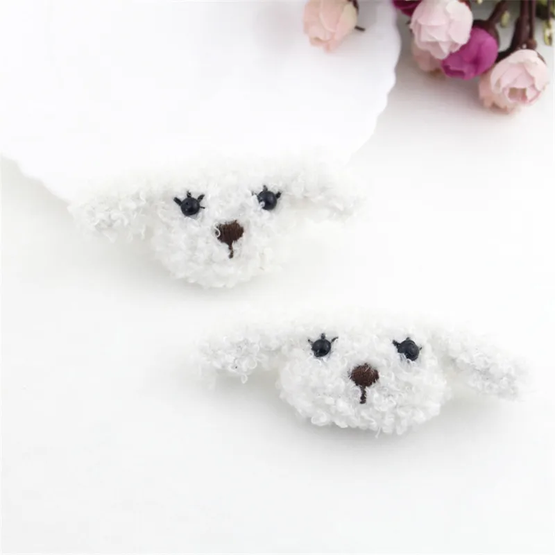 10Pcs/lot 5cm Plush cartoon dog doll hair clip accessories, plush fabric dog appliques for shoes clothing accessories