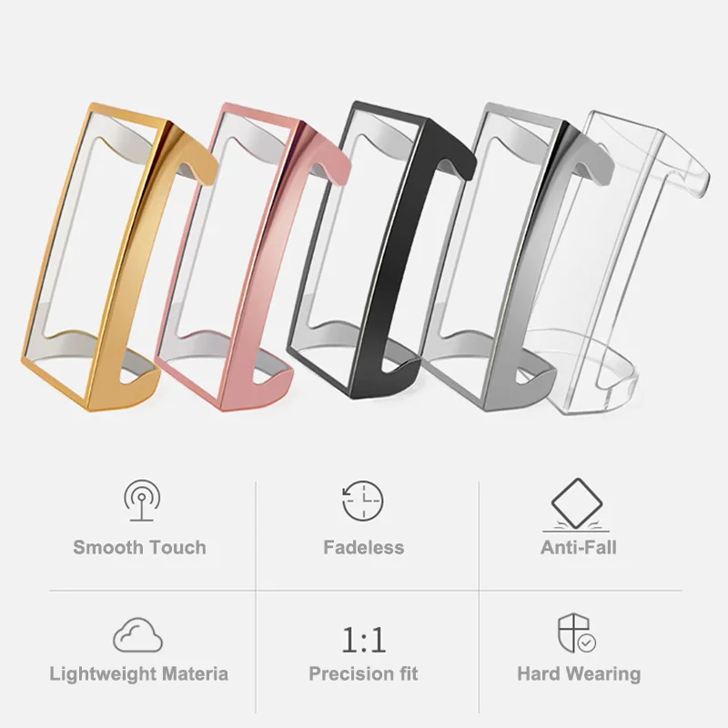 Cases for Fitbit Charge 2 Case protector for Fitbit Charge 3 Smart Accessories Bumper TPU Screen with Film Protective Shell Case