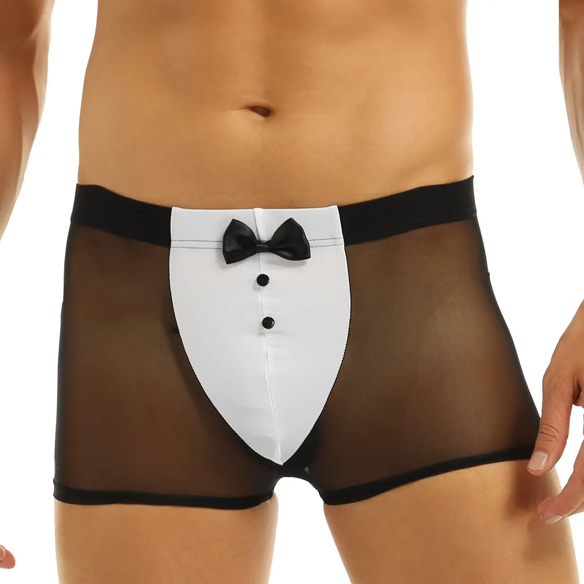 Conjunto de lencería Sexy para hombre, disfraces de bailarina de escenario de camarero, ropa interior de cuero sin entrepierna, uniformes de juego