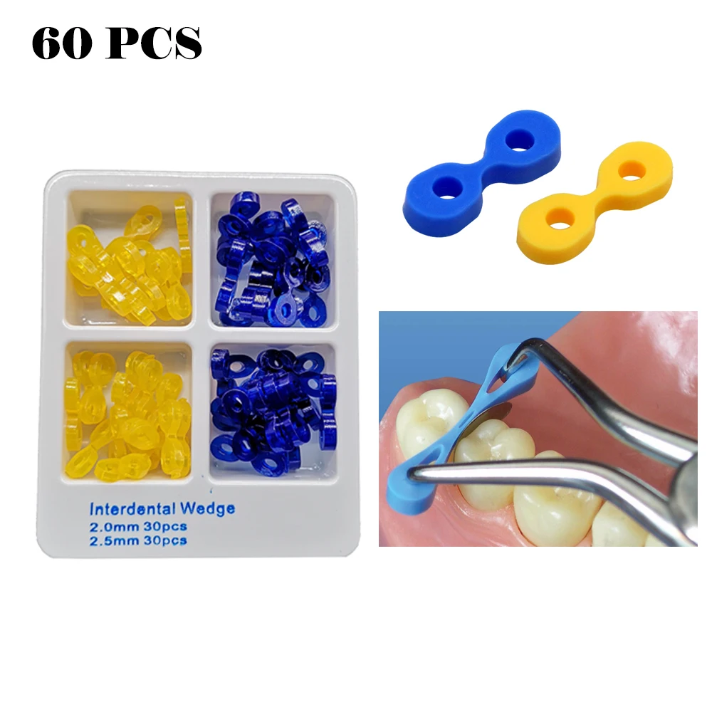 60pcs/box Dentist Accessories Dental Tooth Seperator Elastic Rubber Fixing Wedges Dental Wedge Matrix Matrices