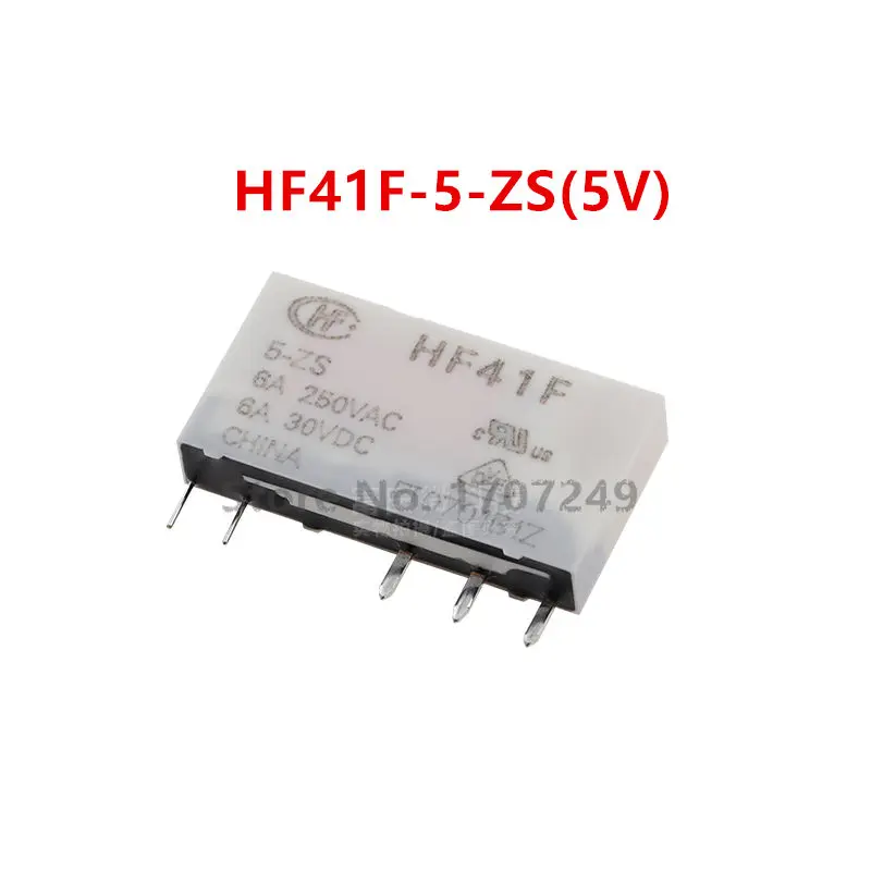 10Pcs New HF relay HF41F-5-ZS HF41F-12-ZS HF41F-24-ZS HF41F 5V 12V 24V ZS Ultra thin power relay 5 Pin 6A 41F-1Z-C2-1 relay base