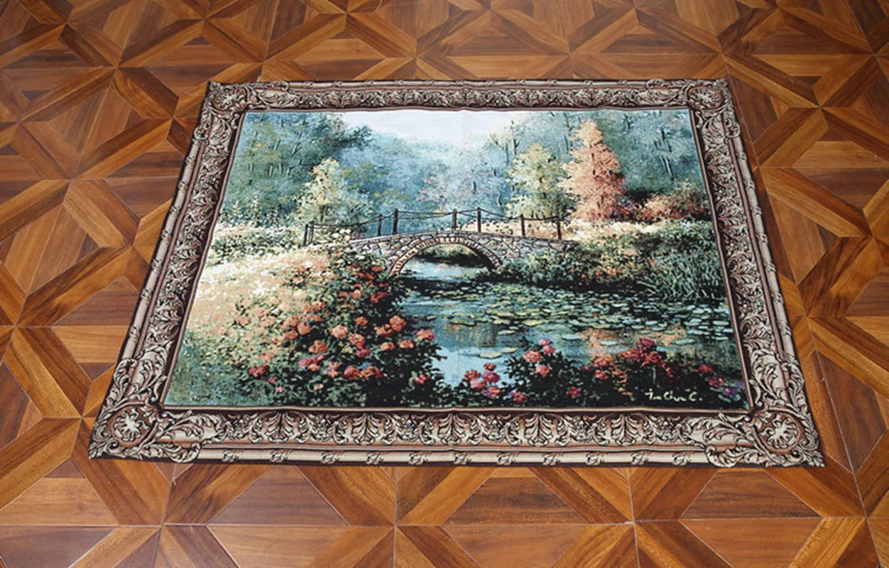 Belgian Tapestry Yarn Dyed Cotton Jacquard Tapestry Non-printing Luxury Ornament Room Wall Decoration Silent Bridge 138*110 cm