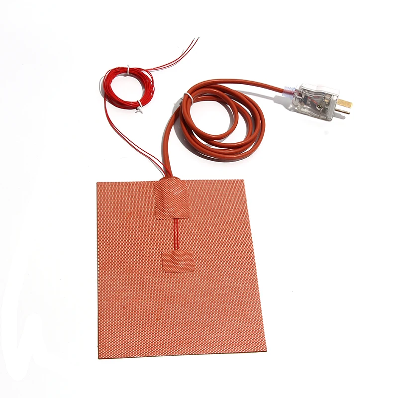 NTC 100K Thermistor Silicone Heating Pad 50*50mm,60*60mm,80*80mm,100*100mm,120*120mm 20W/30W/50W/80W/100W for 3D Printer Heater