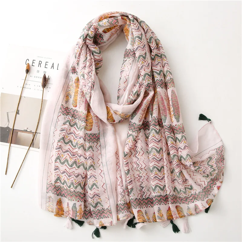 

2021 New Geometry Print Tassel Scarf Shawls Long Soft Scarves Hijab Wrap