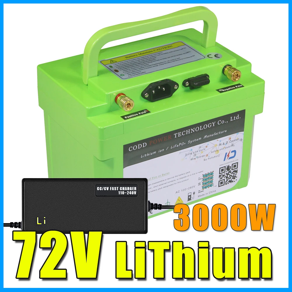 

72V 30AH motorcycle Scooter Electric bicycle Lithium Battery 3000W BMS 72V Battery