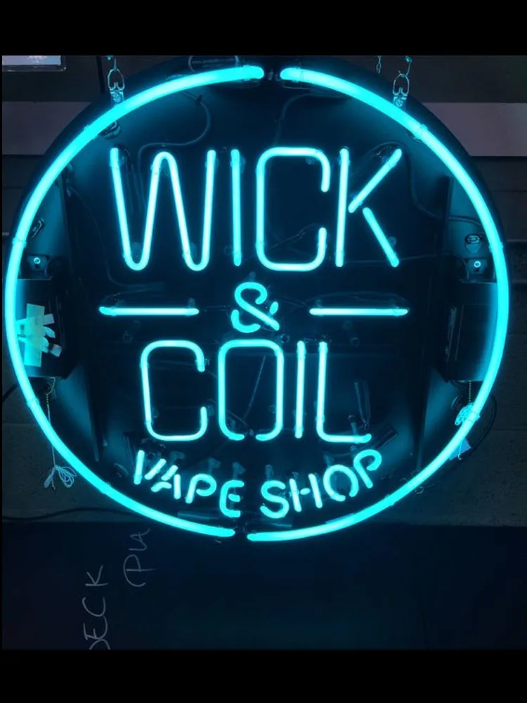 

Неоновая вывеска для магазина электронных сигарет Wick & Coil, коммерческая пивная Клубная лампа, освещение, магазин отелей, магазин, кафе, кафе, привлекательная фотография