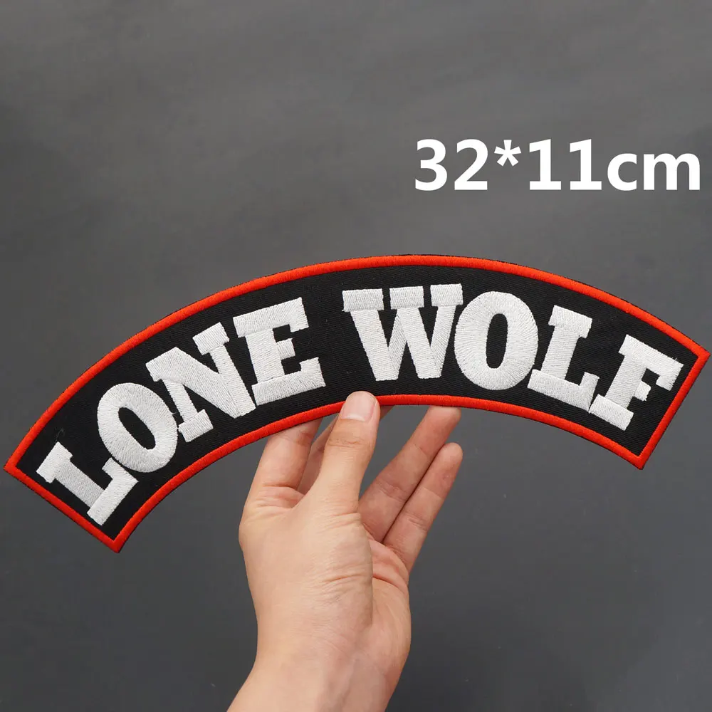 Lone Wolf No Club Embroidered Iron-on Backing Applique Sewing Label Punk Biker Patches Clothes Apparel Accessories Badge