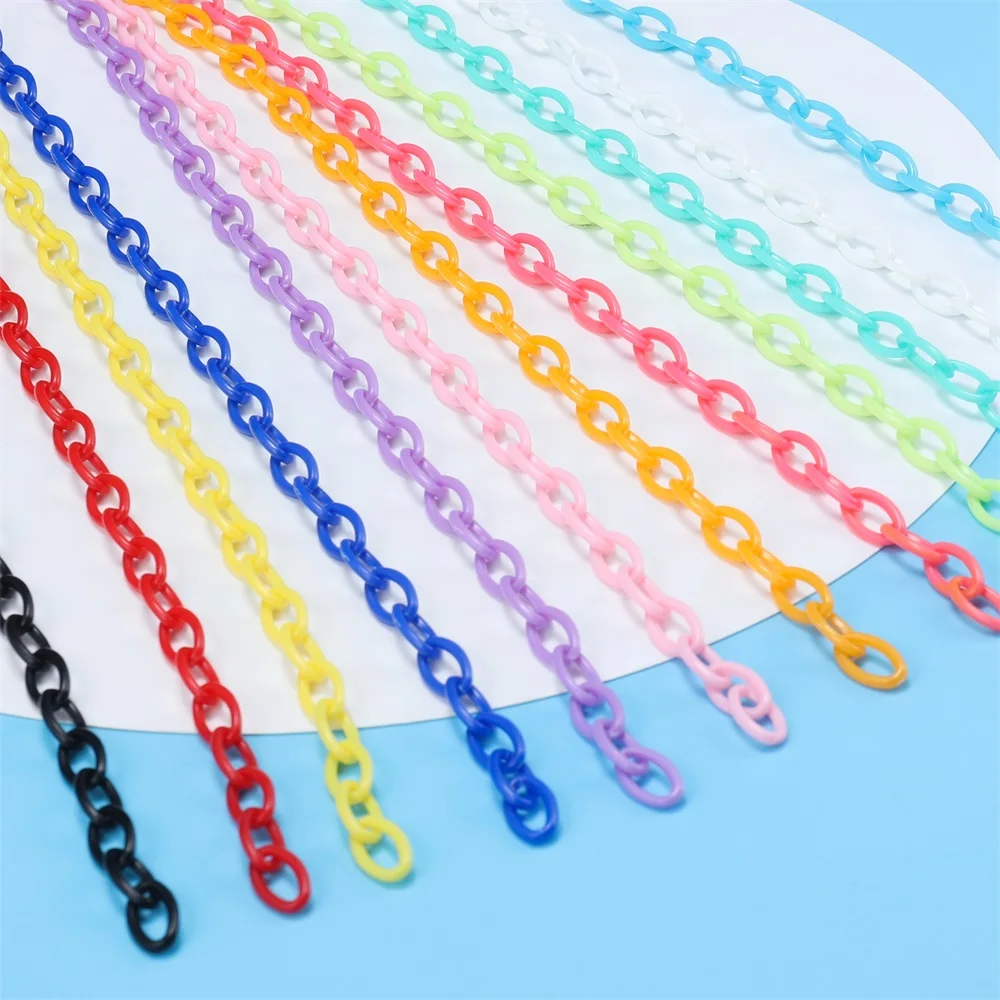 10pcs 50cm Colorful Acrylic Link Chain Lobster Clasp Keychains For Necklace Bracelet Making Colorful Chain Plastic Chain Links