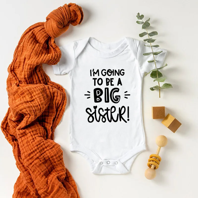 I'm Going to Be a Big Sister Summer Newborn Infant Baby Clothes Funny Cute Toddler Jumpsuits Bodysuits Outfits