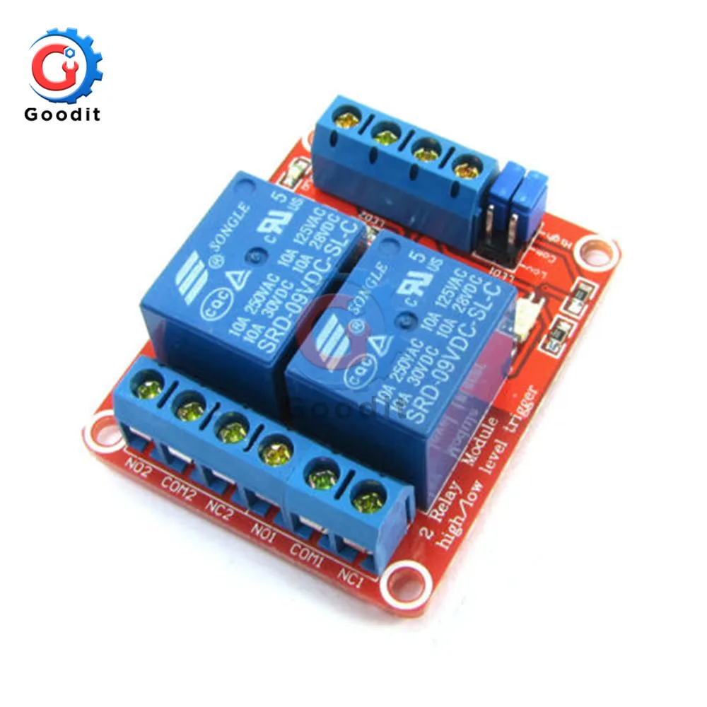 2 Channel Relay Module DC 5V 9V 12V 24V High and Low Level Trigger Relay Control With Optocoupler Two Way Relay Shield Board