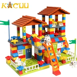 Big Particle Roof Blocks City House Big Size Assembly Slide Figures Building Blocks Castle Brick Toys For Children Kids Gift