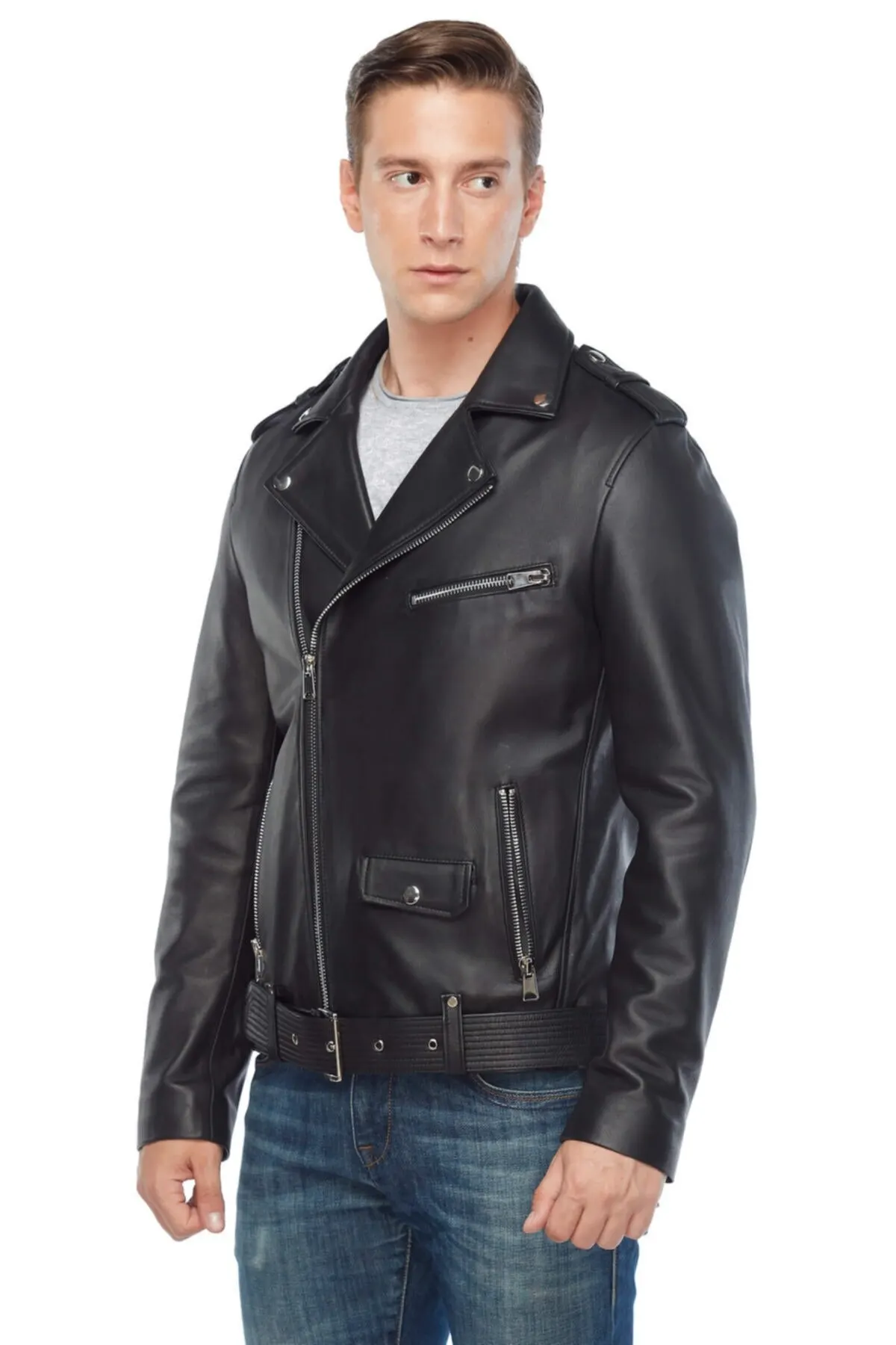 Men's genuine leather Biker coat spring autumn season sports classic coat jackets design casual clothing handmade turkey