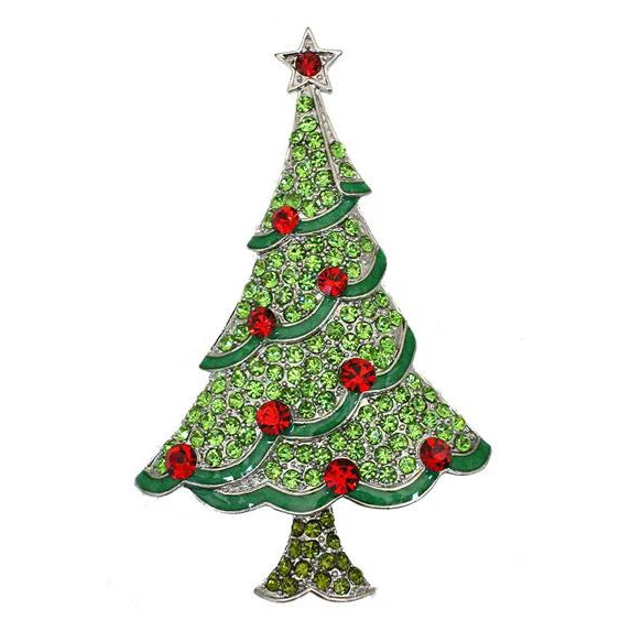 Christmas Tree With Muticolor Rhinestone Brooch Christmas Decoration