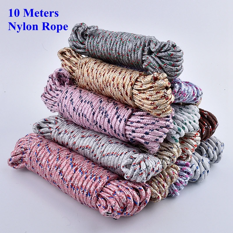 10m Nylon Rope Home Clothesline Rainproof cloth Tarpaulin Fixing Sunshade Net Installation Ropes Fruit Tree Branch Pulling Rope