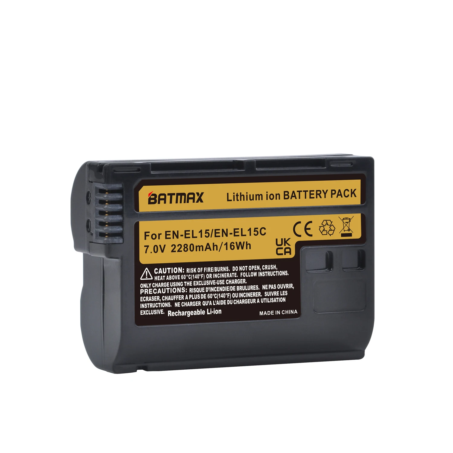 Batmax 2280mAh EN-EL15C EN-EL15 EN-EL15A Battery for Nikon Z6 II,Z7II,Z5,Z6,Z7,D7000,D7100,D7200,D850,D750,D7500,D810,D500,D800
