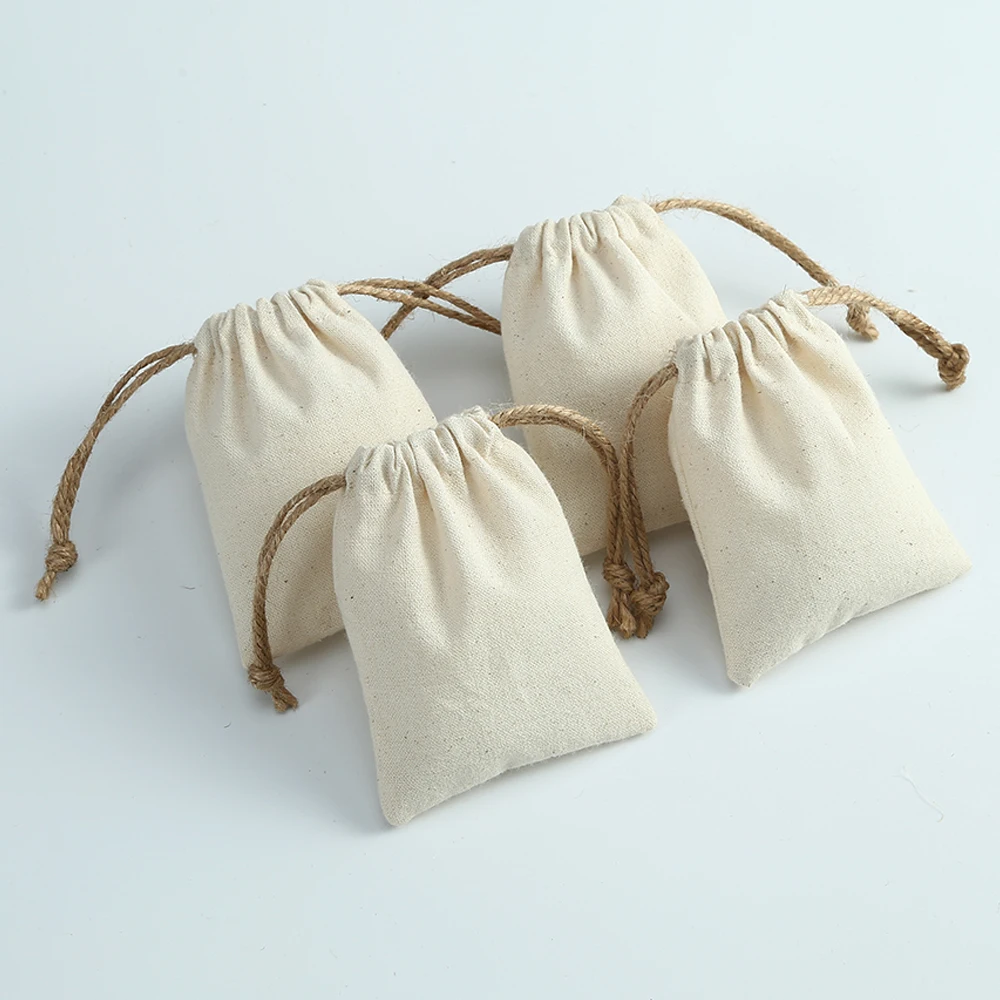 10 Stück Baumwoll-Musselin-Schmuck-Geschenkbeutel, Sackleinen-Verpackungsbeutel, Organizer, Hochzeit, Weihnachten, Party, Süßigkeiten, Geschenk, Mariage, Jutesack – Detail 19