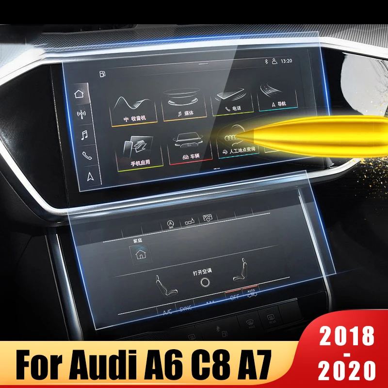 For Audi A6 C8 A7 2018 2019 2020 Glass Car Navigation Screen Protective Film Radio GPS LCD Dash Board Screen Guard Accessories