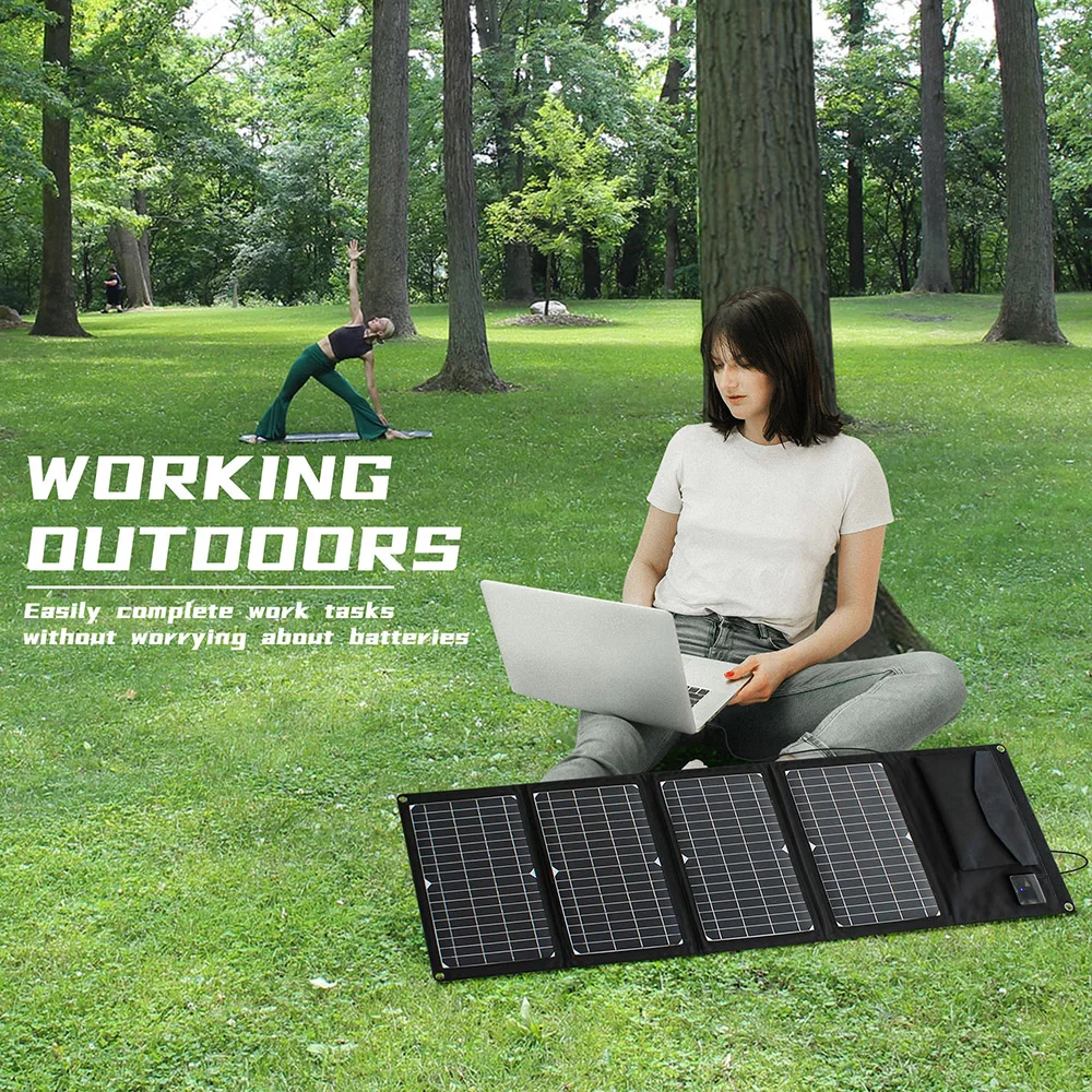 28w Foldable Solar Panel 18v Black Portable Solar Charger Outdoor Quick Charge Solar Panels for smartphone power bank