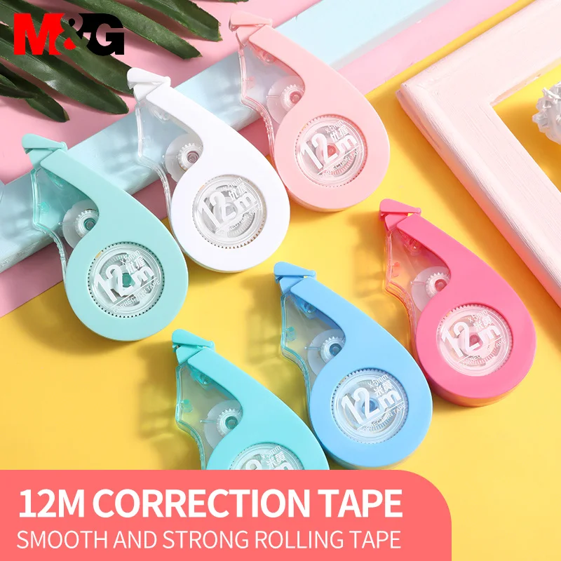 12PCS M&G 144m Roller Big Capacity White/Beige Correct Belt Correction Tape Student Office School Stationery Supplies