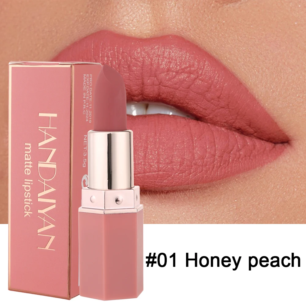 Lápiz labial mate para mujer, maquillaje de larga duración, resistente al agua, Sexy, rojo, rosa, terciopelo, labios desnudos, cosméticos, Batom, 6 colores, venta al por mayor