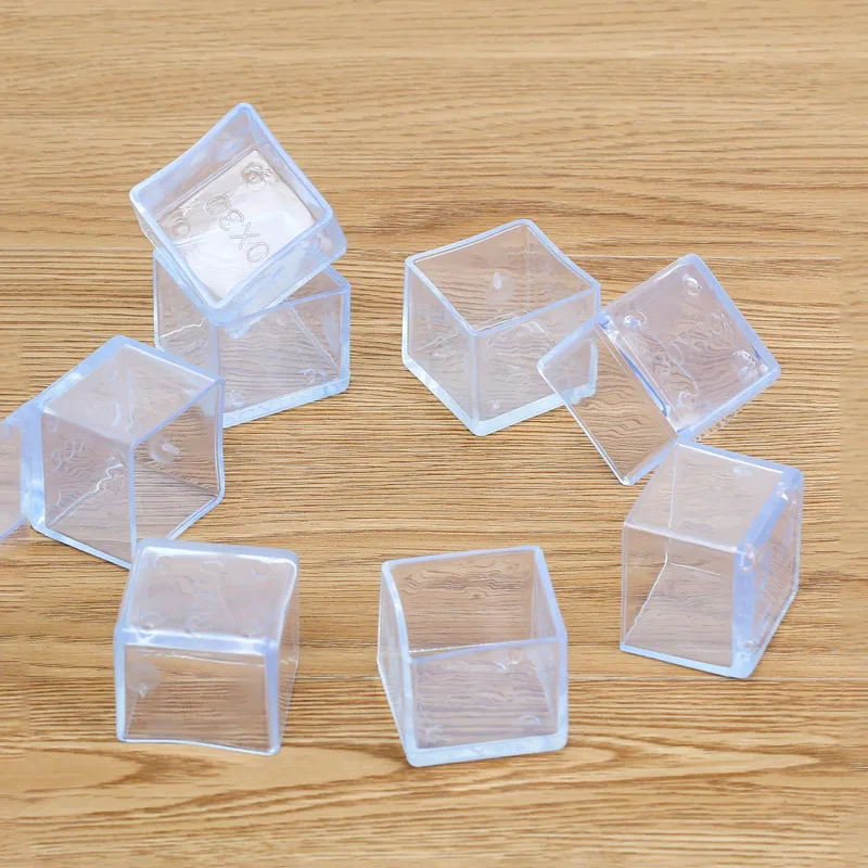 Tapas de tubo transparentes rectangulares/cuadradas/redondas, tapón transparente para patas de mesa de silla