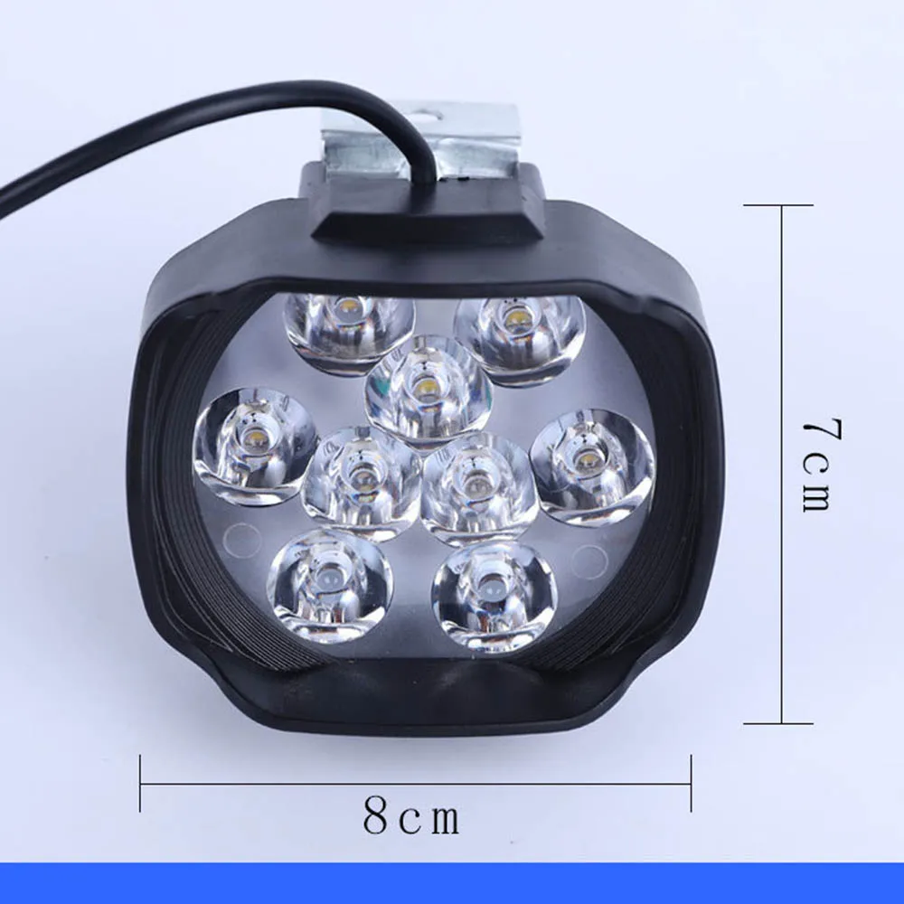 Ebike Light 9-LED 24V 36V 48V 60V 72V 27W faro bici elettrica impermeabile per bici elettrica moto luce anteriore