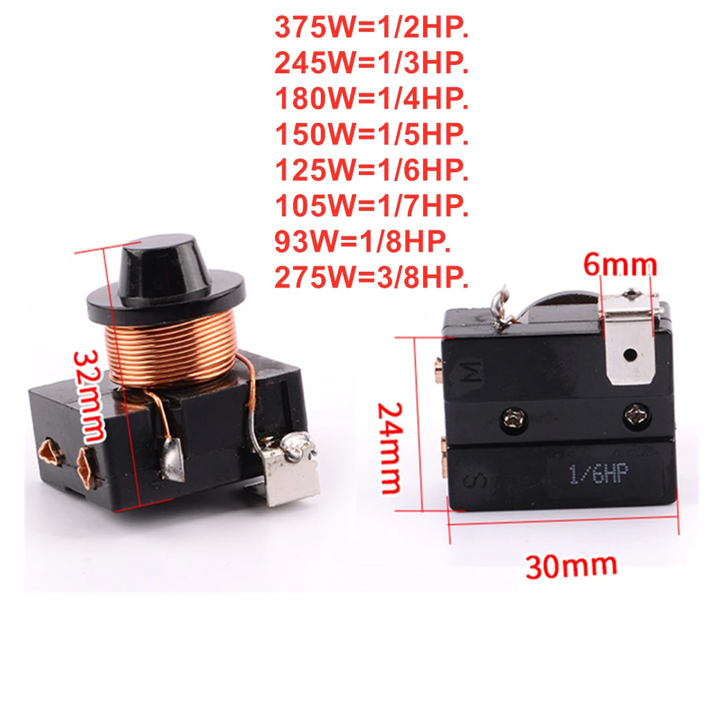 1 Pin Heavy Duty Type Refrigerator PTC Starter Relay Protector Freezer Compressor replacement parts 1/2 1/3 1/4 1/5 1/6HP